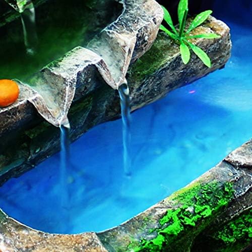4W Indoor Rockery Fountain, Resin Table Waterfall Indoor Multicolors Fountain Water Table Decor for Both Indoor and Outdoor Areas Water Pump with LED Light - Image 7