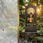 Ferrisland LED 27.6" H Buddha Statue Outdoor Water Fountain, Zen‑Style - Image 4