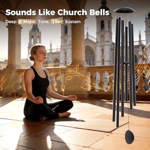 Large 65" Wind-Chimes-Outdoor-Deep-Tone, Soothing Melodic Tones Windchimes, Wind Chimes for Outside, Black Memorial Wind Chime Best Gift for Mom Women Grandma Neighbors - Image 2