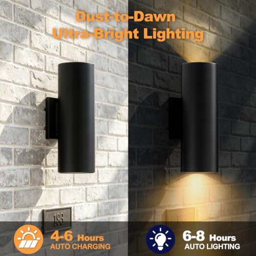 Solar Wall Lights Outdoor, Up & Down Modern Sconce Lights 2 Pack - Image 3