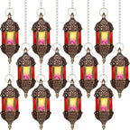 Retisee 12 Pcs Hanging Moroccan Lantern Hexagon Decorative Moroccan Candle Lantern Holders Hanging Candle Holder Indoor Outdoor for Patio Weddings Christmas Decoration by Retisee