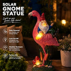 Candieslife Middle Finger Gnome Riding Flamingo 13in, Funny Garden Statue Solar Powered Outdoor Yard Decor with LED Beer Bottle & Mushrooms, Waterproof Naughty Lawn Ornament Gag Gift for Patio, Porch - Image 5