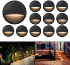 GKOLED 12 Pack Low Voltage LED Deck Lights, Landscape Step Lights Fixtures, 2W Integrated LED Chips, Die-cast Aluminum 12V AC/DC Railing Post Accent Lighting, Black Powder Coated Finish, UL-Listed by GKOLED