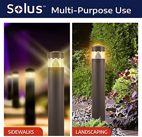 Solus Round LED Bollard Path Light – 10W Integrated LED, 937 Lumens, 4000K – Modern Outdoor Walkway Light, ETL Listed, Black or Bronze (Bronze, Single) - Image 4
