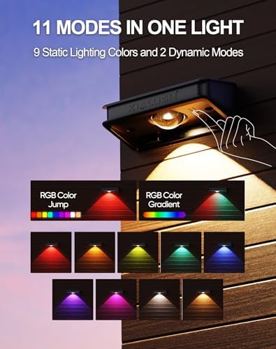 10 Pack Solar Fence Lights - 3 Modes, 9 Colors Outdoor Solar Lights, Waterproof IP 65, 35lm for Step, Stair, Deck, Wall, Patio, Walkway, Porch - Image 2