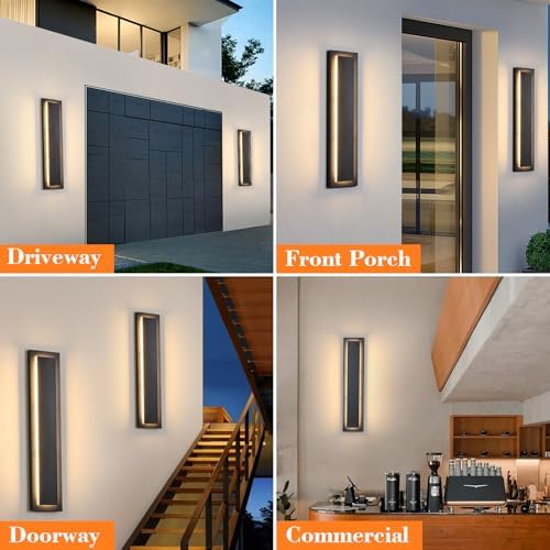 Modern Exterior Light Fixture, LED Outdoor Wall Lights Black, 23.6'' 1 Pack - Image 6