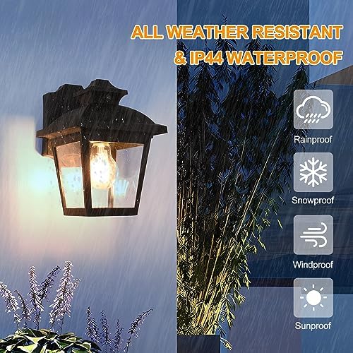 FUDESY Dusk to Dawn Outdoor Wall Light Fixture,Exterior Porch Lantern,Black - Image 5