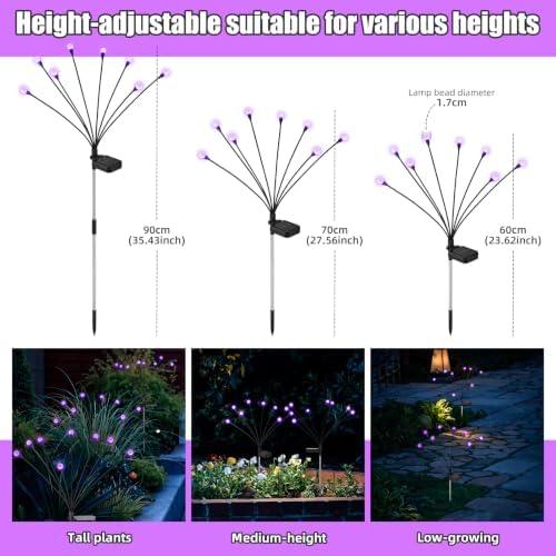 Solar Firefly Lights Outdoor Purple Halloween Garden Decor 4 Pack - Image 4