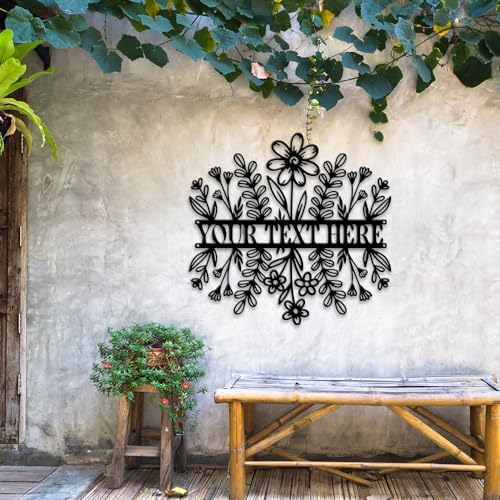 MeMate Custom Name Garden Sign - Metal Flowers Art Decoration, Personalized, 8-24 Inches, Housewarming Gift - Image 4