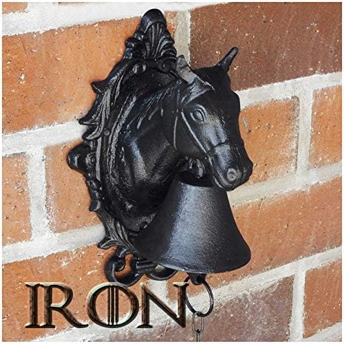 HTTMT- Horse Head Upstreet Outdoor Dinner Bell Made For Ranch House Family Front Door Interior Exterior Décor | Wall Hanging Mount Heavy Cast Solid Iron Handcrafted Antique Doorbell [P/N: ET-BELL001] - Image 3