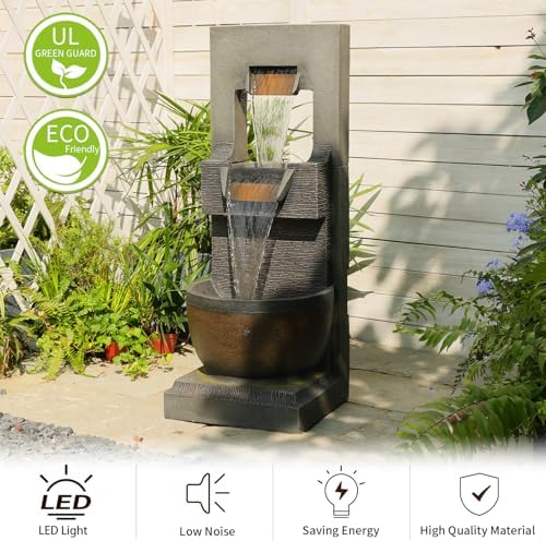 Sunlinua 39H Modern Outdoor Water Fountain with LED Light - Image 4