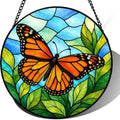 Monarch Butterfly Stained Glass Suncatcher Window Hanging, Vibrant Floral Art Decor, Unique Gift for Mom, Grandma, Her, Nature Lover, Home Garden Ornament, New Home 9.8 Inch by Unknown