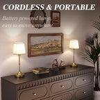 CHLORANTHUS 2 Pack Cordless Table Lamps, 3 Colors Stepless Dimming Fabric Desk Lamp, 6000mAh Rechargeable Battery LED Desk Lamp, Touch Night Light for Bedroom, Dining, Desk, Cafe - Image 6