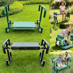 Garden Kneeler Seat with 2 Tool Pouches Height Adjustable Foldable Stool (Green) - Image 3