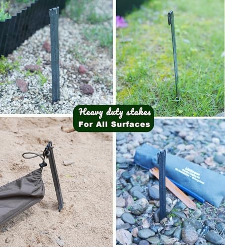 20Pcs 10In Balck Metal No Installation Landscape Edging Stakes - Image 3