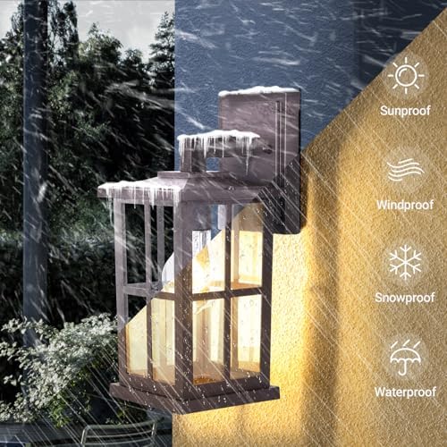 BesLowe 2-Pack Outdoor Wall Light Fixtures, Exterior Porch Lights, Brown - Image 4
