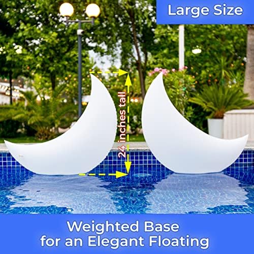 TIALLY Floating Pool Lights - Large Solar Powered Crescent Moons (8 Pack) - Image 2