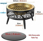 LXLZYXSF Outside Fire Pit Bowl with Table Top, Living Room Coffee Table, Wood Burning Fire Basin for Camping, BBQ, Travel, Bonfire Party, Picnic (Color : B, Size : 52.5cm/20.6inch Wide) - Image 2