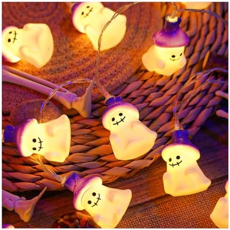 CAKERS Creative Halloween Fairy Lights|Warm White Light Novelty String Lights|Led Hanging Copper Wire Lights|Night Lamps for Party Home Office Decor,C,5m(16.4ft)-20LED-Solar by CAKERS