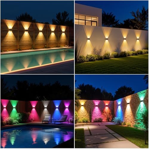 NIORSUN Solar Fence Lights,16 Pack Deck Light,Led Outdoor Lights 3000K/4500K/6000K+ RGB Up & Down Wall Lights Waterproof,Solar Powered Light for Backyard/Pool/Railing/Patio/Porch/Step Black - Image 7