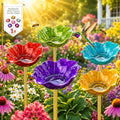 Metal Flower Garden Stakes, Mini Bird Bath and Bee Watering Station with Detachable Copper-Tone Stake, Shallow Alloy Flower Bowl for Garden Yard Patio Butterfly Puddler Decor Gift (Randomcolor, 5 Pcs) by Unknown