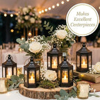 Vela Lanterns Tea Light Candle Holders, Mini Table Centerpieces, Black - Image 6