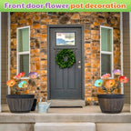Yaocom 2 Pack Metal Flowers for Outdoor, Decorative Garden Stakes Yard Art, Outdoor Spring Garden Stake Summer Decor Bouquet of Poppy Flower Rustic Handcrafted Items for Lawn Porch Fence(Colorful) - Image 2