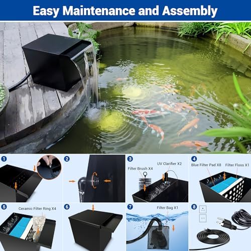 NFESOLAR Large Capacity Stainless Steel Pond Waterfall Filter System - Image 5