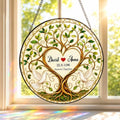Personalized Anniversary Stained Glass Suncatcher, Tree of Life Couple Window Hanging Decor, Custom Anniversary Wedding Gift for Wife Husband Couple Keepsakes Love Birds Home Decor Bride Groom 11.81" by Unknown