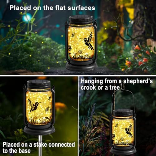 YJFWAL Solar Glass Cross & YJFWAL Hummingbird Solar Lanterns - Image 2
