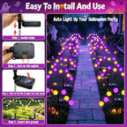 Kohlrabi Halloween Decorations Outdoor, 4 Pack 32 LED Purple and Orange Solar Firefly Lights Waterproof, Sway by Wind, Solar Wind Swaying Light for Garden Yard Patio Pathway Decoration - Image 5