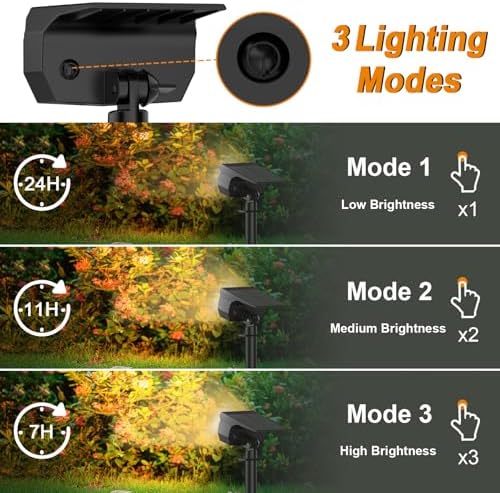LANSOW Solar Spot Lights Outdoor IP67 Waterproof, 8 Pack/76 LED, Warm White - Image 3