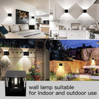 Mille Lucciole 12W 4Pack Outdoor Wall Lights Exterior/Interior,LED Black Outdoor Wall Sconces Light Fixtures Modern,IP65 Waterproof Square Aluminum Wall Lamps, Up and Down Lights 6500K Cold Lights - Image 2