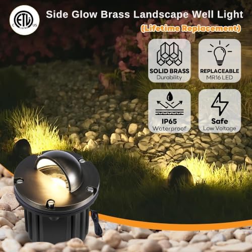 Gardenreet Landscape Well Light - Brass LED Ip65 Low Voltage In-Ground Lighting, Outdoor 12V Waterproof Wired Fixture, Antique Bronze for Wall Walkway Lawn Without MR16 Bulb - Image 2