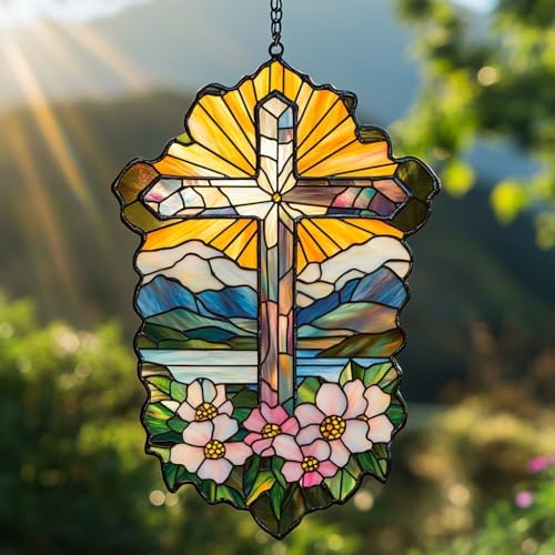 Religious Christian Cross Acrylic Suncatcher by AVAGAN