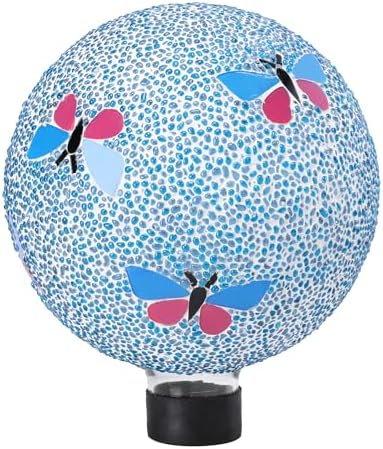 VCUTEKA Gazing Ball, 8" Glass Gazing Balls Sphere for Garden Lawn Outdoor Ornament Yard Decorative, Butterfly by VCUTEKA