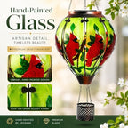 Cardinal Solar Lantern, Glass Hot Air Balloon Light with Flickering Flame - Image 7
