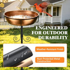 Btefd 3" Deep 43" Tall Copper Metal Bird Bath for Outdoor, 12" Dia Removable Bird Baths Water Bowl for Outside, Standing Birdbaths with Stable Stake for Garden Yard Lawn Decor 1.4 Gallon - Image 6