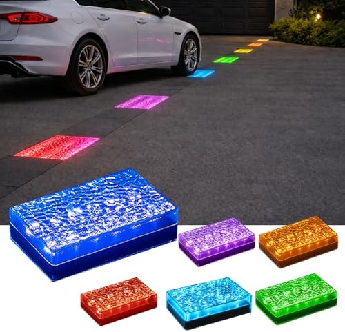 SHONELIGHTING Solar Paver Lights, 6x9 Ground LED, 12-Color, RGBW, 6 Pk by SHONELIGHTING