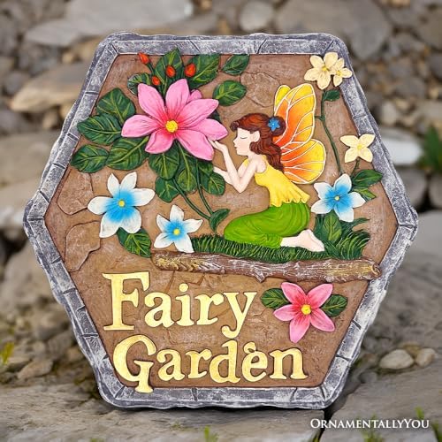 OrnamentallyYou Fairy Kisses and Flowers Garden Stepping Stone, 9.5" Outdoor Decoration Statue - Image 4