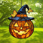 Funny Pumpkin Witch Hat Acrylic Suncatcher - Image 3