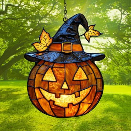 Funny Pumpkin Witch Hat Acrylic Suncatcher - Image 3