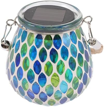 Waterproof Blue Mosaic Solar Jar Light Outdoor Lantern Solar Garden Lamp for Patio and Yard Decorative Jar by Unknown