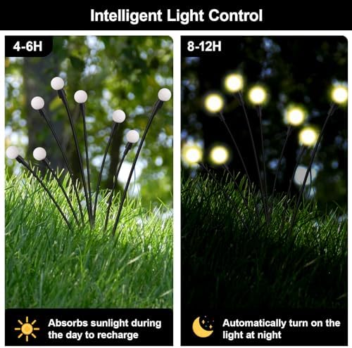Solar Firefly Lights Outdoor Swaying Garden Decor Warm White 6 PK - Image 5