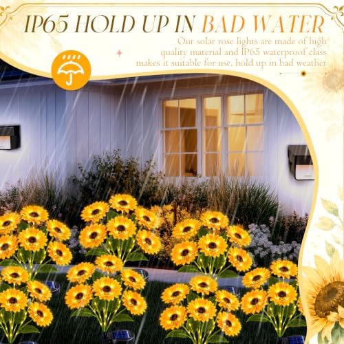 8 Pack Outdoor Solar Sunflower Lights 48 Flowers Fall Garden Decor - Image 4
