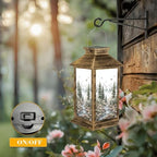 Solar Lantern Outdoor Waterproof Green Forest Woodland Nursery Room Pine Trees Mountains Fog Birds Garden Decor LED Solar Lights Hanging/Tabletop Lamp Gifts for Women Mom for Outside Yard Patio - Image 5