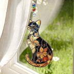 Cat Acrylic Suncatcher Indoor Colorful Window Hanging Ornament Outdoor Sun Catcher Panel for Home Decor Car Garden Crystal Gift Black Cat with Flower Acrylic Suncatchers by Unknown