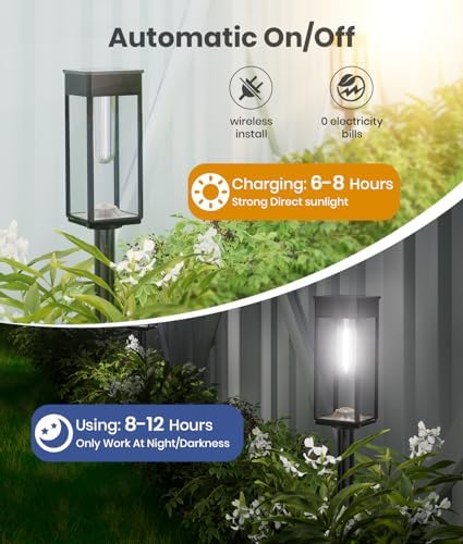 ALFIOT Solar Pathway Lights Outdoor, 12 Pack, 3 Heights, Cool White, IP65 - Image 6