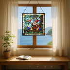 Gnome with Baby Birds Stained Glass Suncatcher – Square Hanging Window Panel for Home, Garden, Nursery, Halloween, Christmas, Memorial Day – Whimsical Glass Art Gift for Gnome Lovers 4u5en2 - Image 6