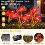 VOOKRY Solar Lights Outdoor, 4 Pack Red Spider Lily Garden Flower Lights - Image 3